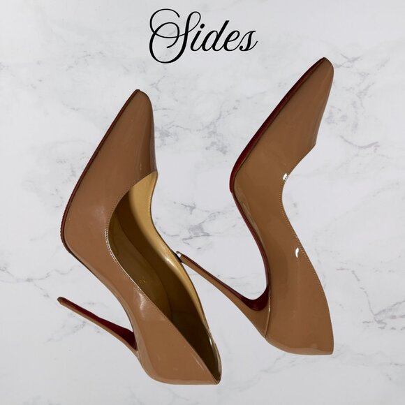 Christian Louboutin Pigalle 100 Nude Patent Heels Red Sole Protectors | EU 38 - Picture 3 of 5